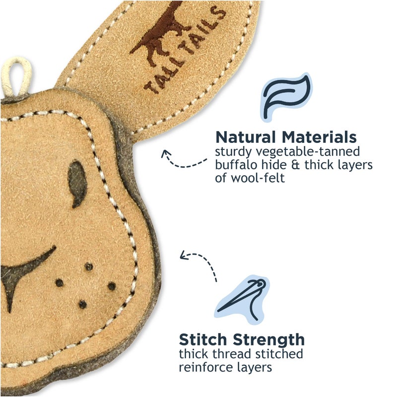 Tall Tails Dog Natural Leather Scrappy Fetch Toy for Dogs, Rabbit - Image 3